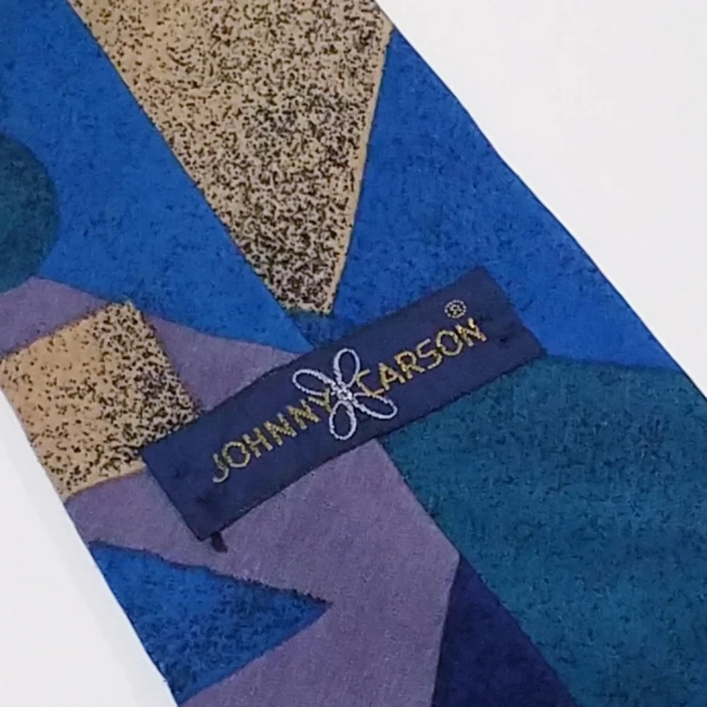 Johnny Carson Men's Tie Vintage Blue Burgundy Gold